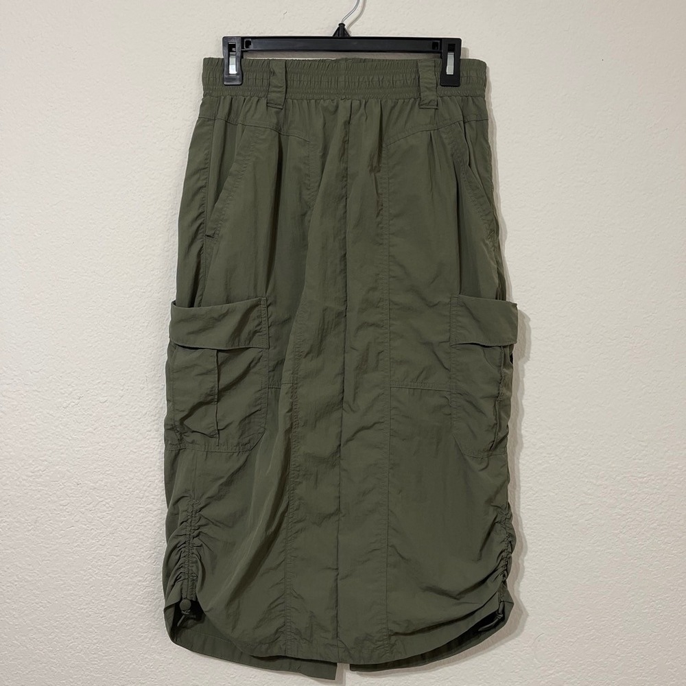 Democracy Olive Cargo Midi Skirt M Utility Gorpcore Coastal Hiking Casual Chic - Picture 2 of 7